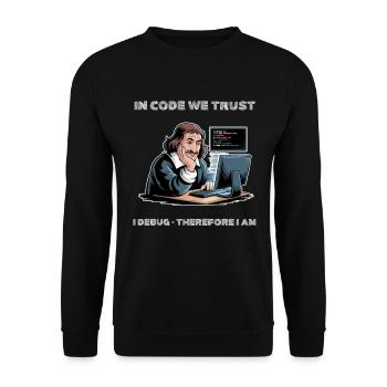 Philosopher Descartes Meme - for dark background - Unisex Sweatshirt - black - Front - Alina (178cm) & Michal (187cm)