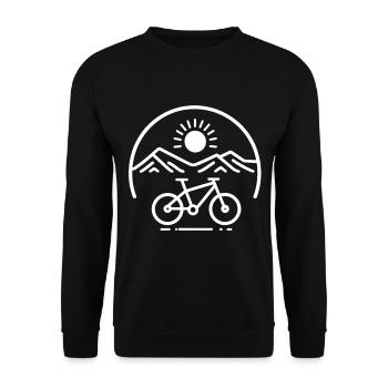 Bergpanorama Fahrrad Logo - Unisex Pullover - Schwarz - Vorne - Alina (178cm) & Michal (187cm)