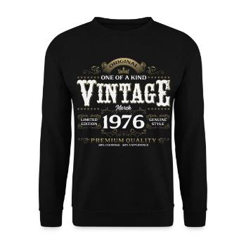 50th Birthday Gift Husband Vintage March 1976 - Unisex Sweatshirt - black - Front - Alina (178cm) & Michal (187cm)