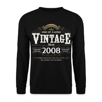 18th Birthday Gift Husband Vintage March 2008 - Unisex Sweatshirt - black - Front - Alina (178cm) & Michal (187cm)