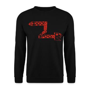 Rote Totem-Schlange - Unisex Pullover - Schwarz - Vorne - Alina (178cm) & Michal (187cm)