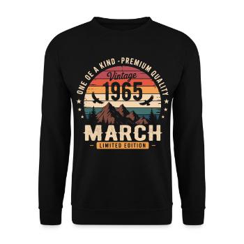 March 1965 61st Anniversary Gift March 1965 - Unisex Sweatshirt - black - Front - Alina (178cm) & Michal (187cm)