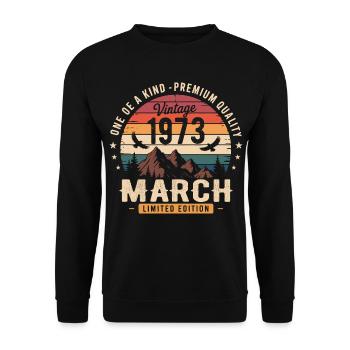 March 1973 53rd Anniversary Gift March 1973 - Unisex Sweatshirt - black - Front - Alina (178cm) & Michal (187cm)