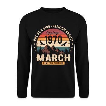March 1970 56th Anniversary Gift March 1970 - Unisex Sweatshirt - black - Front - Alina (178cm) & Michal (187cm)