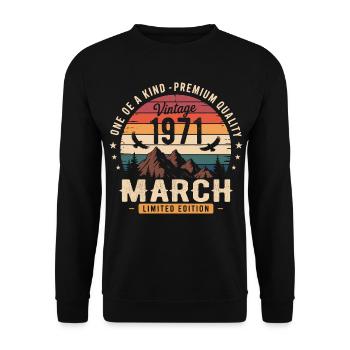 Mars 1971 Cadeau 55eme Anniversaire March 1971 - Sweat-shirt Unisexe - noir - Devant - Alina (178cm) & Michal (187cm)
