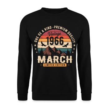 Mars 1966 Cadeau 60eme Anniversaire March 1966 - Sweat-shirt Unisexe - noir - Devant - Alina (178cm) & Michal (187cm)