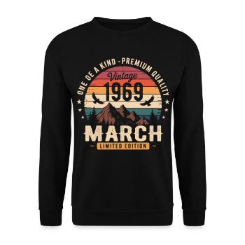March 1969 57th Anniversary Gift March 1969 - Unisex Sweatshirt - black - Front - Alina (178cm) & Michal (187cm)