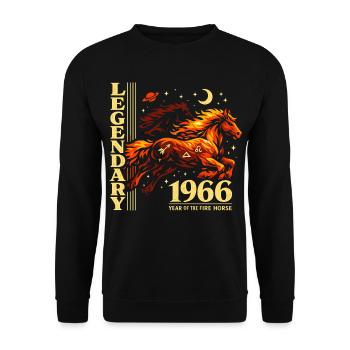 1966 Fire Horse 60th Birthday Year of the Horse - Unisex Sweatshirt - black - Front - Alina (178cm) & Michal (187cm)