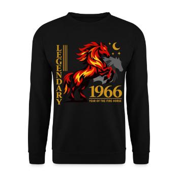 1966 Feuerpferd Retro 60 Jahre Myth Geschenk - Unisex Pullover - Schwarz - Vorne - Alina (178cm) & Michal (187cm)