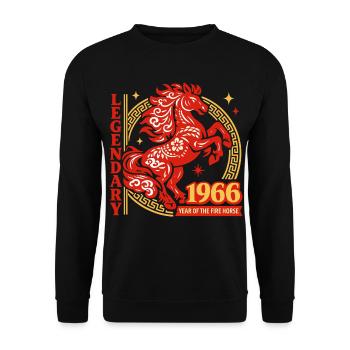 1966 Fire Horse Legend 60th Birthday Gift - Unisex Sweatshirt - black - Front - Alina (178cm) & Michal (187cm)