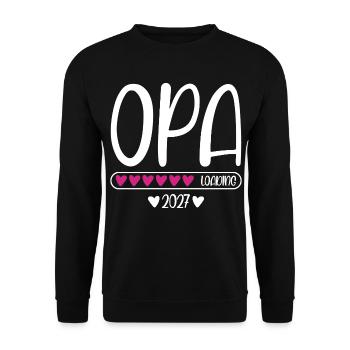 Opa 2027 loading mit Herzchen Ladebalken - Unisex Pullover - Schwarz - Vorne - Alina (178cm) & Michal (187cm)