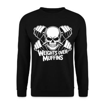 Weights over muffins skull - Unisex Sweatshirt - black - Front - Alina (178cm) & Michal (187cm)