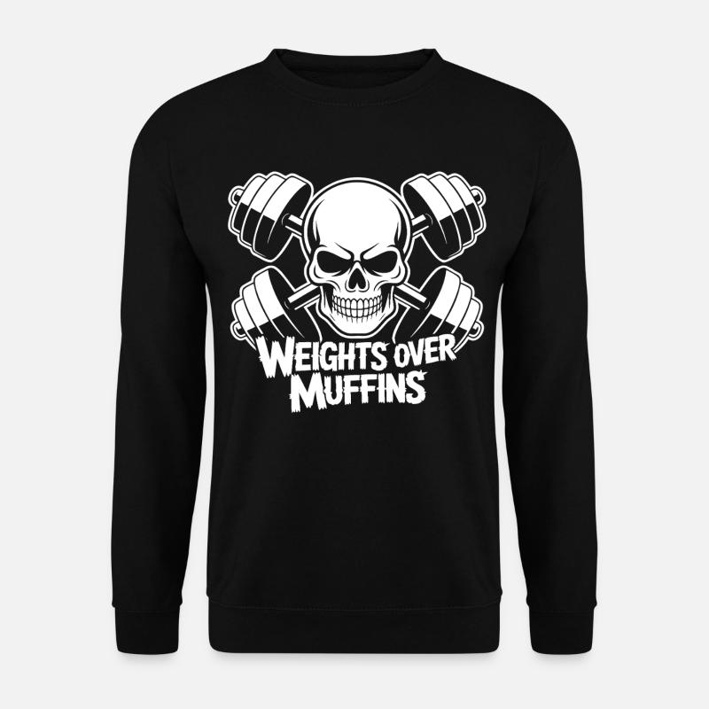 Weights over muffins skull - Unisex Sweatshirt - black