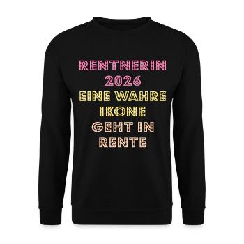 Rente Abschied Rentnerin 2026 - Unisex Pullover - Schwarz - Vorne - Alina (178cm) & Michal (187cm)