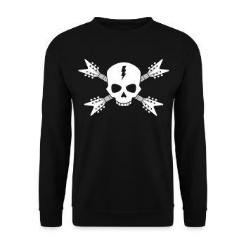 Totenkopf und gekreuzte Gitarren - Unisex Pullover - Schwarz - Vorne - Alina (178cm) & Michal (187cm)