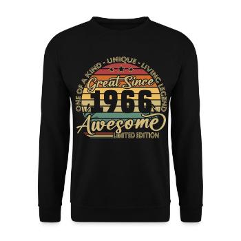 Cadeau de 60e anniversaire 1966 Vintage Retro - Sweat-shirt Unisexe - noir - Devant - Alina (178cm) & Michal (187cm)