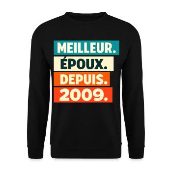 Meilleur Époux Depuis 2009 Anniversaire - Sweat-shirt Unisexe - noir - Devant - Alina (178cm) & Michal (187cm)