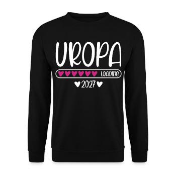 Uropa 2027 loading Herzchen Ladebalken - Unisex Pullover - Schwarz - Vorne - Alina (178cm) & Michal (187cm)