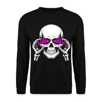 Skull and crossbones with fish - Unisex Sweatshirt - black - Front - Alina (178cm) & Michal (187cm)