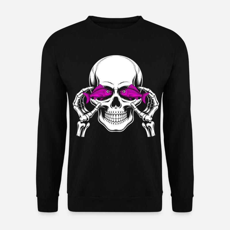 Totenkopf mit Fisch - Unisex Pullover - Schwarz