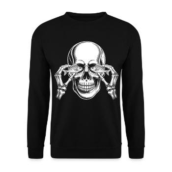 Skull with Fish Eyes - Unisex Sweatshirt - black - Front - Alina (178cm) & Michal (187cm)