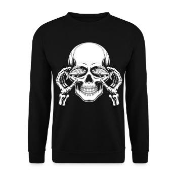 Skull motif with fish - Unisex Sweatshirt - black - Front - Alina (178cm) & Michal (187cm)