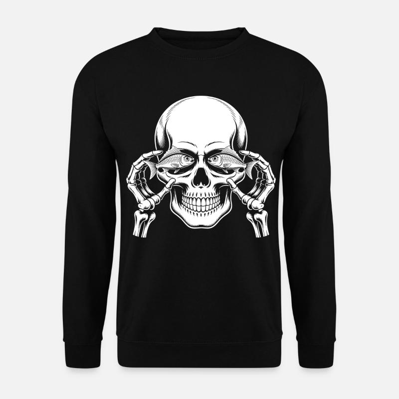 Skull motif with fish - Unisex Sweatshirt - black