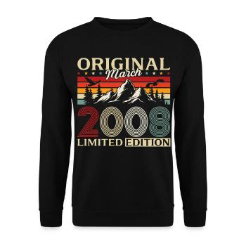 18th Birthday Gift Husband Vintage March 2008 - Unisex Sweatshirt - black - Front - Alina (178cm) & Michal (187cm)