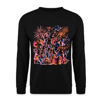 Fallas De Valencia Risographie - Unisex Sweatshirt - black - Front - Alina (178cm) & Michal (187cm)