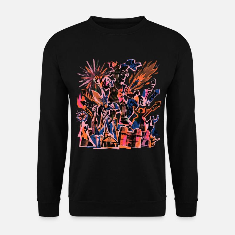 Fallas De Valencia Risographie - Unisex Pullover - Schwarz