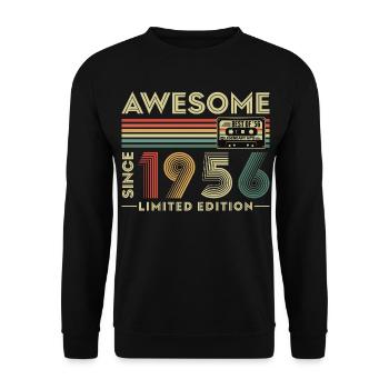 Cadeau de 70e anniversaire 1956 Vintage Retro - Sweat-shirt Unisexe - noir - Devant - Alina (178cm) & Michal (187cm)