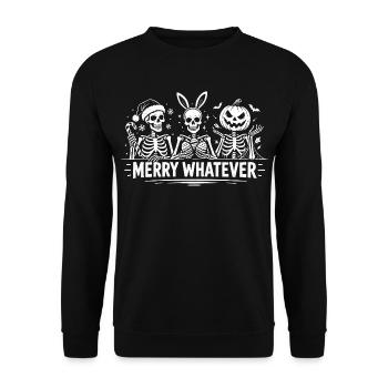 Frohe, was auch immer, Skelett-Weihnachten Oster-Halloween - Unisex Pullover - Schwarz - Vorne - Alina (178cm) & Michal (187cm)