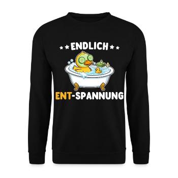 Wellness Duck Enfin Relaxation Jeu de mots - Sweat-shirt Unisexe - noir - Devant - Alina (178cm) & Michal (187cm)