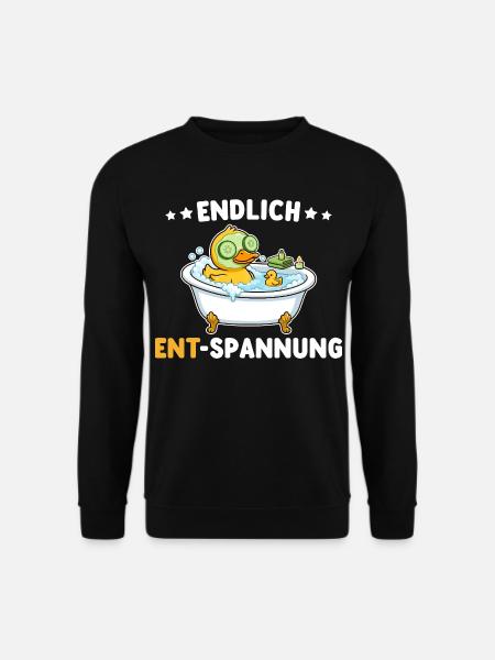 Wellness Ente Endlich Ent-Spannung Wortwitz - Unisex Pullover - Schwarz
