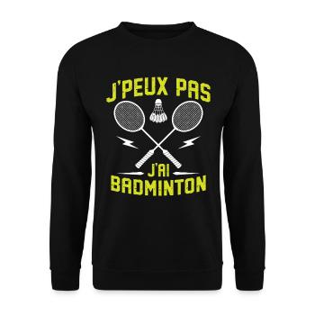 j'peux pas j'ai badminton - Sweat-shirt Unisexe - noir - Devant - Alina (178cm) & Michal (187cm)