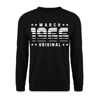 March 1966 Original Striped Vintage Geburtstag - Unisex Pullover - Schwarz - Vorne - Alina (178cm) & Michal (187cm)