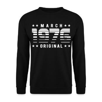 March 1976 Original Striped Vitage Birthday - Unisex Sweatshirt - black - Front - Alina (178cm) & Michal (187cm)