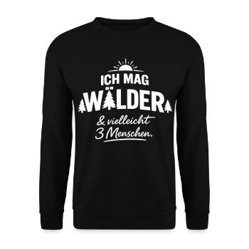ich mag wälder & vielleicht 3 Mensche - Unisex Pullover - Schwarz - Vorne - Alina (178cm) & Michal (187cm)