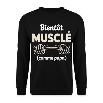bientôt musclé comme papa gym musculation - Sweat-shirt Unisexe - noir - Devant - Alina (178cm) & Michal (187cm)