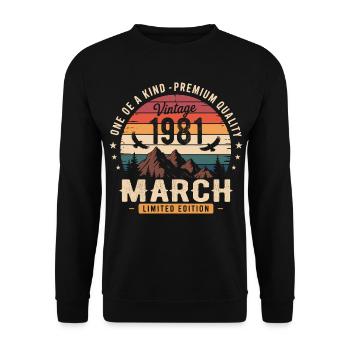 Mars 1981 Cadeau 45eme Anniversaire March 1981 - Sweat-shirt Unisexe - noir - Devant - Alina (178cm) & Michal (187cm)
