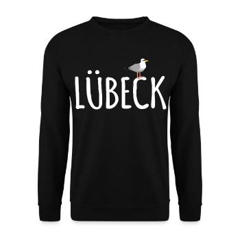 Lübeck Möwe - Unisex Pullover - Schwarz - Vorne - Alina (178cm) & Michal (187cm)