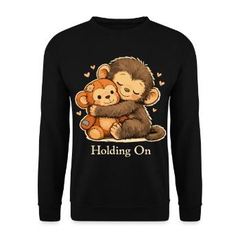 Anxious Monkey Emotional Support - Unisex Sweatshirt - black - Front - Alina (178cm) & Michal (187cm)