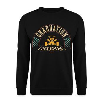 Remise des diplômes 2026 - L’école est terminée - Ligne d’arrivée - 4C - Sweat-shirt Unisexe - noir - Devant - Alina (178cm) & Michal (187cm)