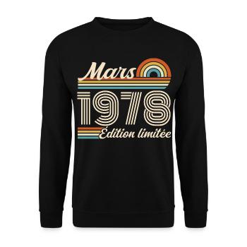 48e Cadeau d’anniversaire - Né en mars 1978 - Sweat-shirt Unisexe - noir - Devant - Alina (178cm) & Michal (187cm)