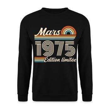 51e Cadeau d’anniversaire - Né en mars 1975 - Sweat-shirt Unisexe - noir - Devant - Alina (178cm) & Michal (187cm)