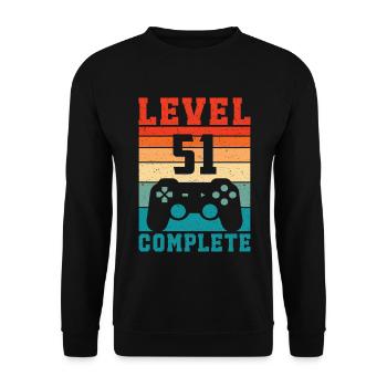 51. Geburtstag Level 51 Complete 51 Jahre Gamer - Unisex Pullover - Schwarz - Vorne - Alina (178cm) & Michal (187cm)