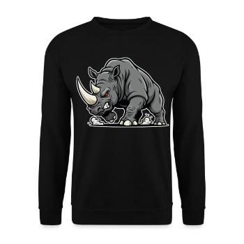 Rhinoceros Powerful Anger Wild Animal Logo - Unisex Sweatshirt - black - Front - Alina (178cm) & Michal (187cm)