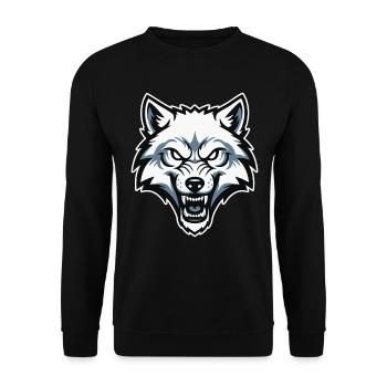 Wild Arctic White Wolf Maskottchen-Maskottchen-Logo - Unisex Pullover - Schwarz - Vorne - Alina (178cm) & Michal (187cm)