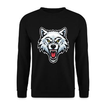 Arctic White Wolf Yellow Eyes Wolf Logo - Unisex Pullover - Schwarz - Vorne - Alina (178cm) & Michal (187cm)