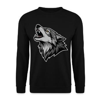 Grauer Wolf heult Wildmond-Wolf-Logo - Unisex Pullover - Schwarz - Vorne - Alina (178cm) & Michal (187cm)